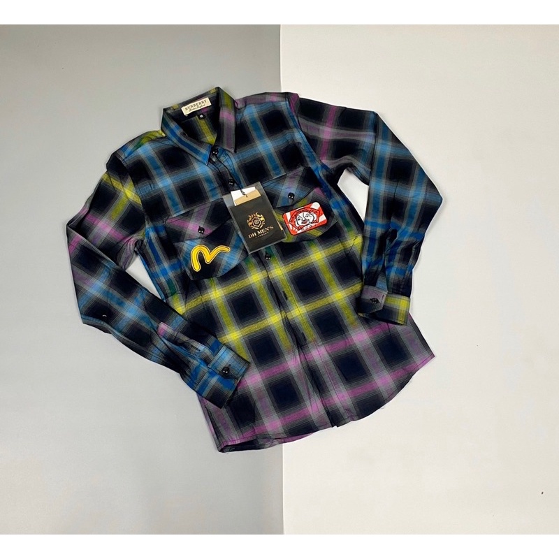 Áo Sơ Mi Kẻ Loang Thêu Hình EVISU Hàng Siêu Cấp | BigBuy360 - bigbuy360.vn