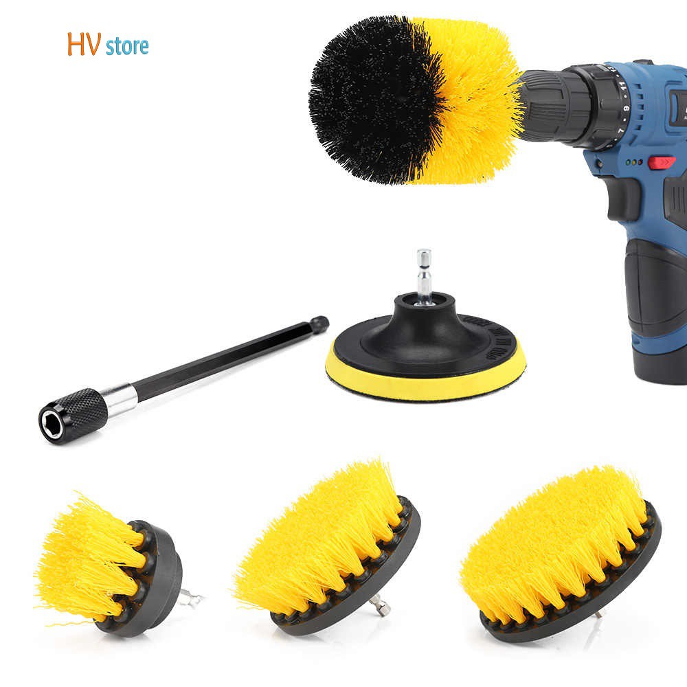 Bộ 3 đầu cọ bàn chải gắn máy Khoan cầm tay - Dụng cụ vệ sinh nhà cửa lốp xe thông minh