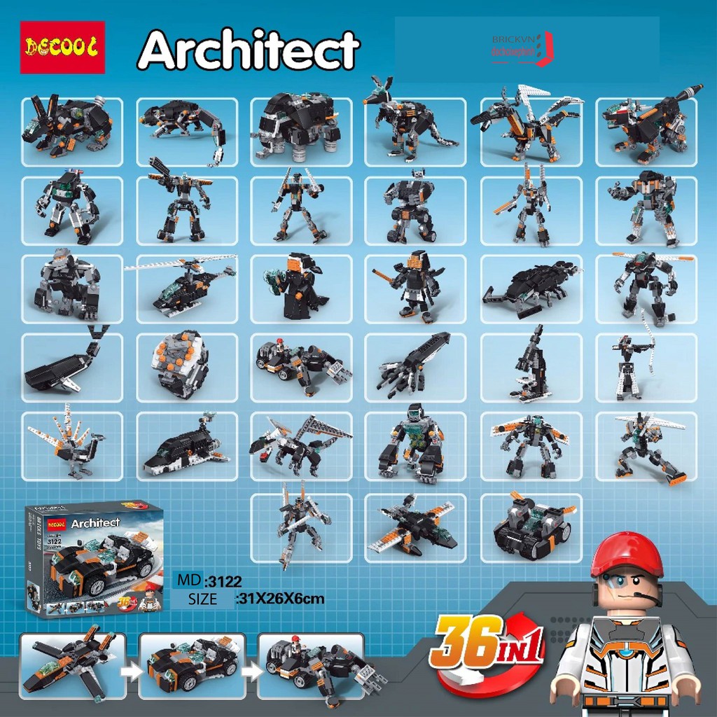 Bộ đồ chơi xếp hình trí tuệ mô hình LEGO 36in1