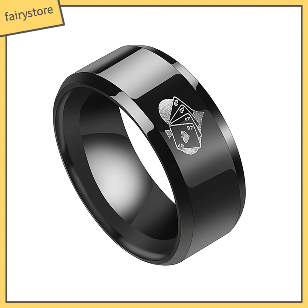 Nhẫn khắc hình poker thời trang