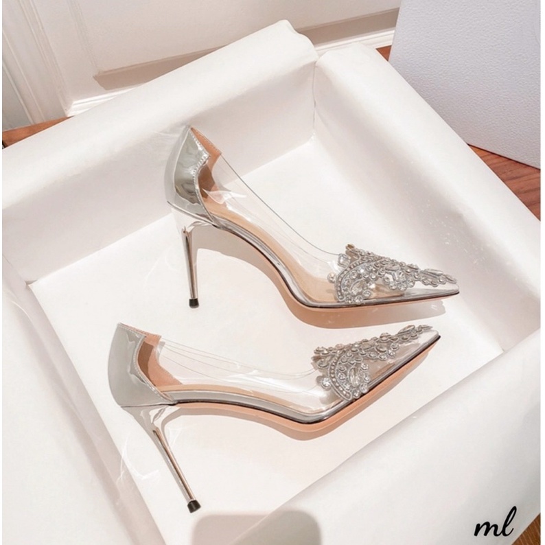 Giày cao gót mũi đá mica hàng cao cấp fullbox