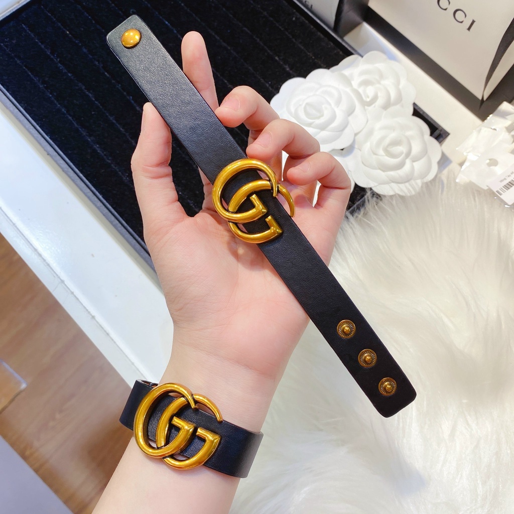 Vòng tay nữ dây da cao cấp Ròm House hoạ tiết và logo thương hiệu cao cấp - VTDBT01804