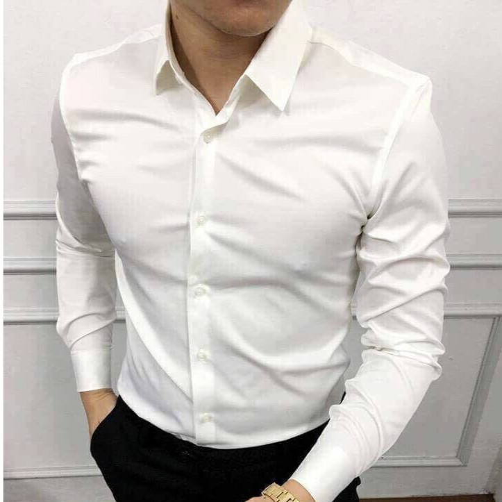 Aó sơ mi  nam dài tay chất co giãn nhẹ , không nhăn,có ảnh thật | BigBuy360 - bigbuy360.vn