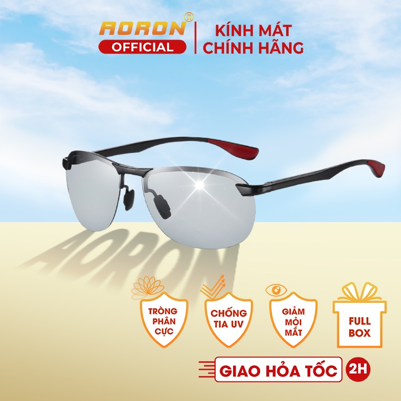 Kính Râm Nam Thời Trang, Tròng Kính Phân Cực Đi Ngày và Đêm Chống Chói, Chống Lóa Gọng Hợp Kim AK008 - AORON