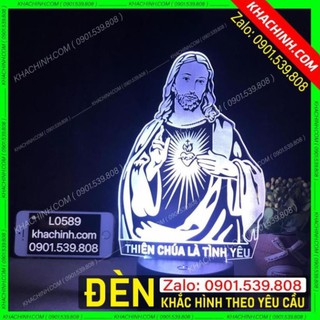Đèn thờ Chúa - Đèn Thờ Lòng Chúa Thương Xót, Thiên Chúa là tình yêu,Đèn led 16 màu có remote đổi màu