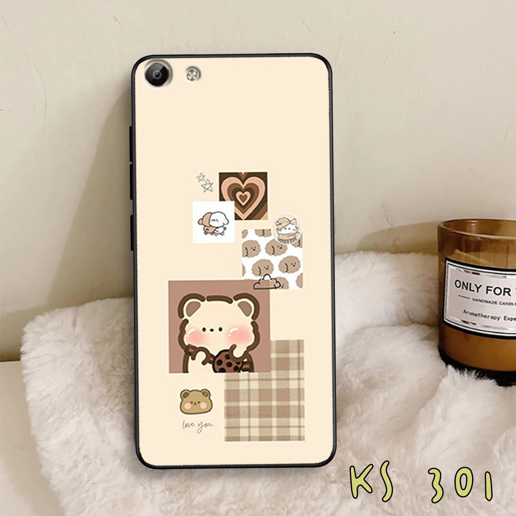 Ốp lưng Vivo Y53 - Vivo Y55 - Vivo Y62 -Vivo Y69 - Ốp in hình gấu &amp; thỏ đang yêu - lưng nhám viền TPU cao cấp