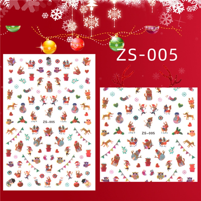 Miếng Dán Trang Trí Móng Tay Phong Cách Giáng Sinh Xinh Xắn