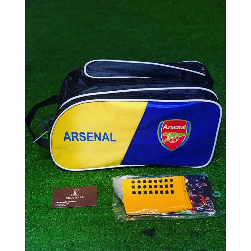 Túi Arsenal Vàng đựng giày 2 ngăn CLB [ TFOOT15  Freeship ] Túi đựng giày đá banh Real, Barca, Chelsea , Arsenal , MU