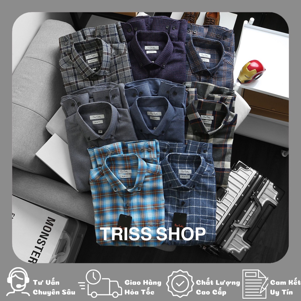 Áo Sơ Mi Nam Dài Tay P.Cardin Kẻ Dạ 2 Kiểu Dáng Slimfit