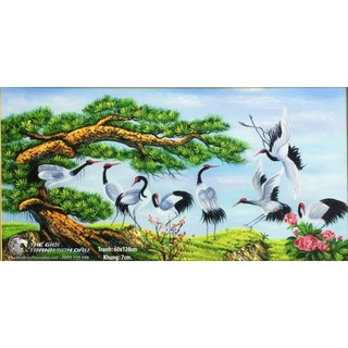 Tranh đính đá 5D- tranh Tùng Hạc Diên Liên tự đính đá full toàn bộ