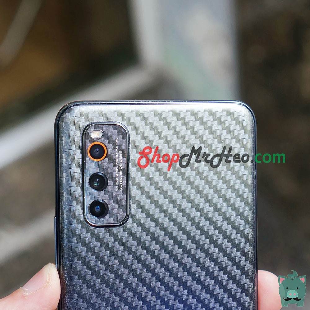 Skin Dán Mặt Sau Lưng Vân 3D Vivo iQOO 3 5G - iQOO Neo 3 5G - Carbon, Hình hộp, Nhám, Vân da