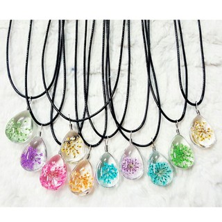 Sỉ 10 dây chuyền hoa khô THẬT 100% hình giọt nước đủ màu