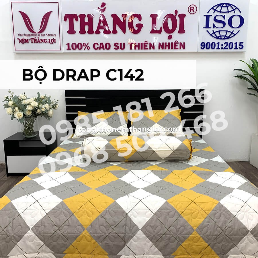 [Ảnh Thật] C142 - Bộ Drap Cotton 4 món Thắng Lợi Chính Hãng