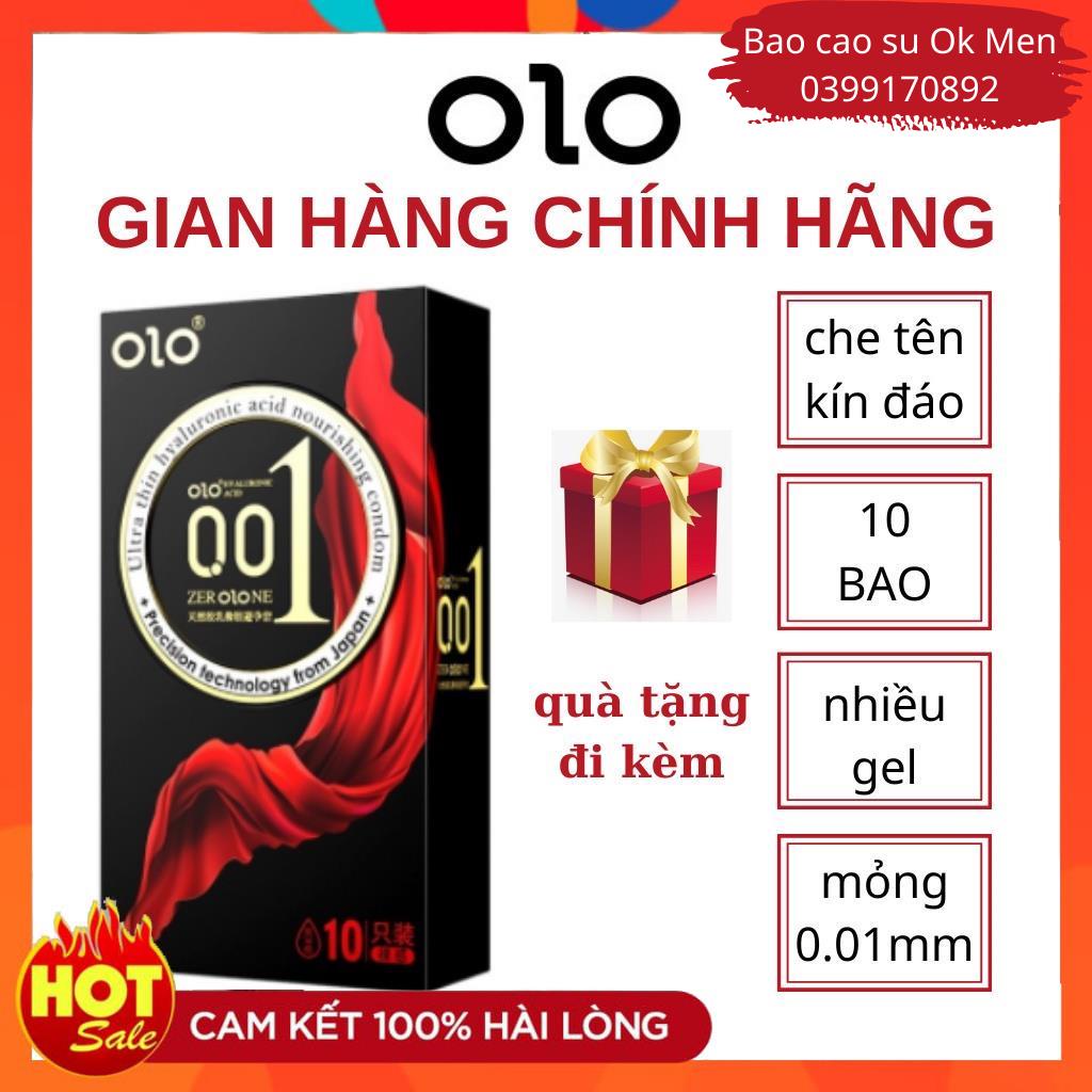 Bao Cao Su OLO 001 Nourishing đen, BCS Siêu Mỏng, Nhiều Gel Bôi Trơn, Hương Vani Hộp 10BCS