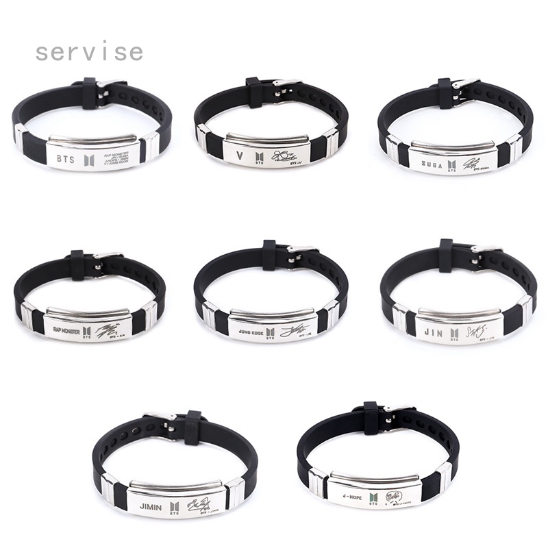 Vòng Tay Silicon Phối Thép Không Gỉ Chống Rỉ Sét Phong Cách Bts Kpop