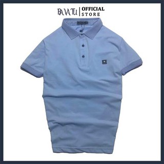 Áo polo nam cổ bẻ màu xanh da trời BAVATU chất cotton thấm mồ hôi ít nhăn mặc bao mát phù hợp cho mùa hè nóng bức