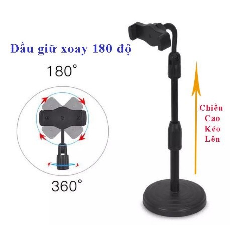 Giá Đỡ Điện Thoại Đơn/ Đôi Chân Tròn Chắc Chắn, Hỗ Trợ Livestream, Quay Phim, Giải Trí, Tùy Chỉnh Độ Cao