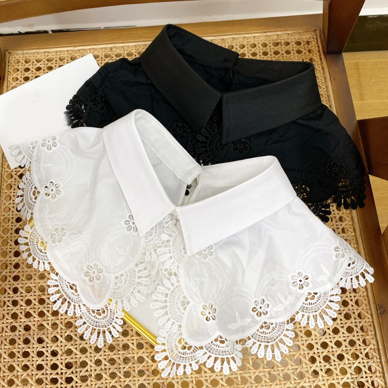 Cổ Áo Sơ Mi Giả Phối Ren Hoa Màu Sắc Xinh Xắn Cho Nữ