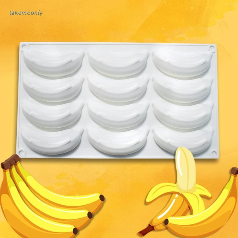 Khuôn Silicone Làm Bánh 12 Ô Hình Trái Chuối 3d