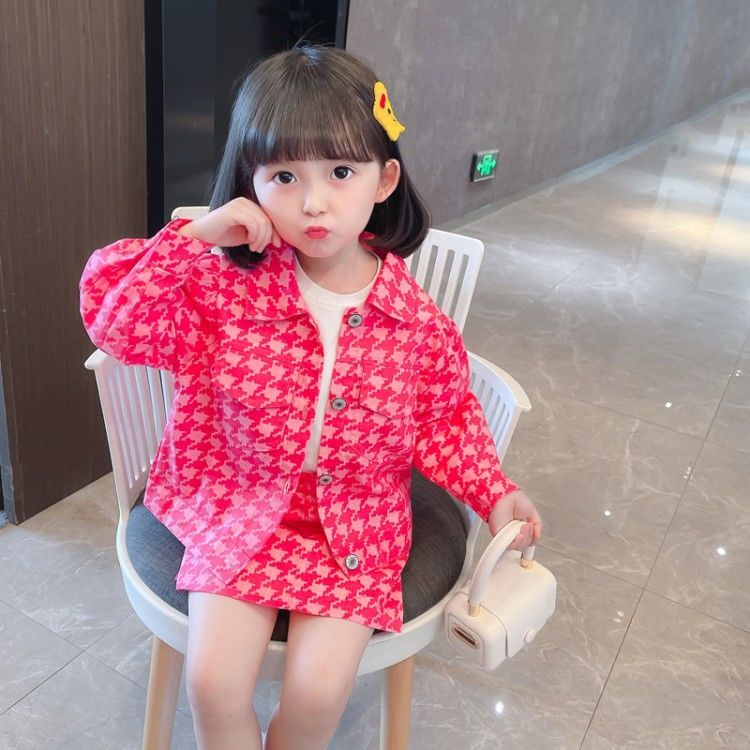 Cô gái 2021 mùa thu mới trẻ em Hàn Quốc áo khoác thường áo khoác thời trang trẻ em váy nửa chiều dài phù hợp với hai mản