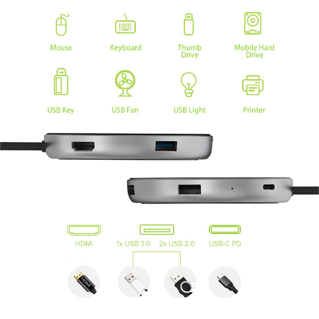 [Mã BMBAU300 giảm 7% đơn 499K] Cổng chuyển kết hợp sạc không dây JCPAL USB-C Multiport 6 cổng HDMI đa năng cho Laptop