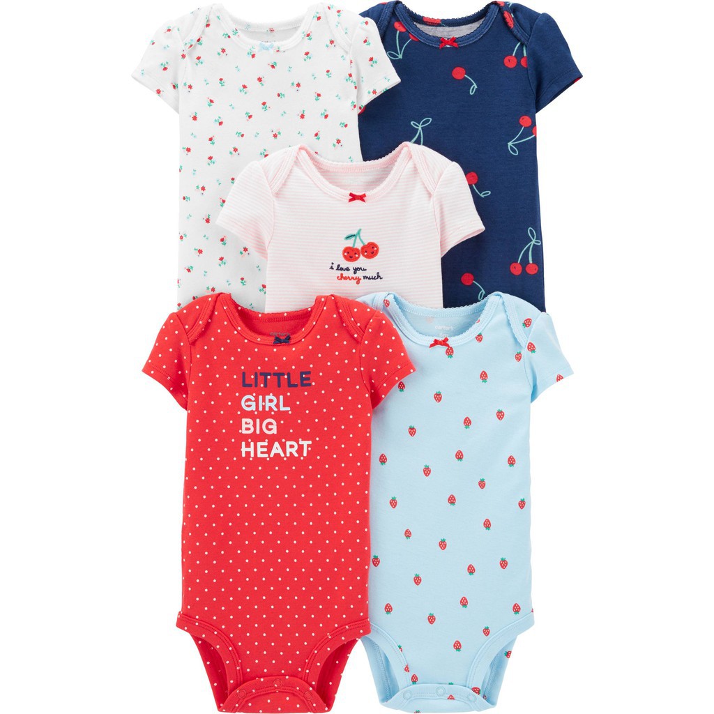 Bodysuit Carter's Tay Ngắn Nhập Mỹ Cho Bé Gái Set 5 Bộ