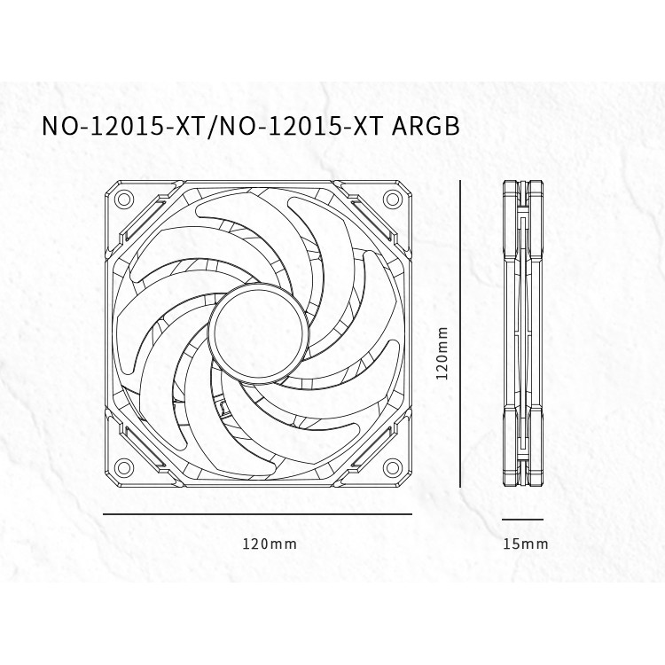 Quạt tản nhiệt fancase 12cm ID-COOLING NO-12015-XT – Slim fan 15mm, tốc 2000rpm, điều tốc 4Pin PWM, mạnh êm