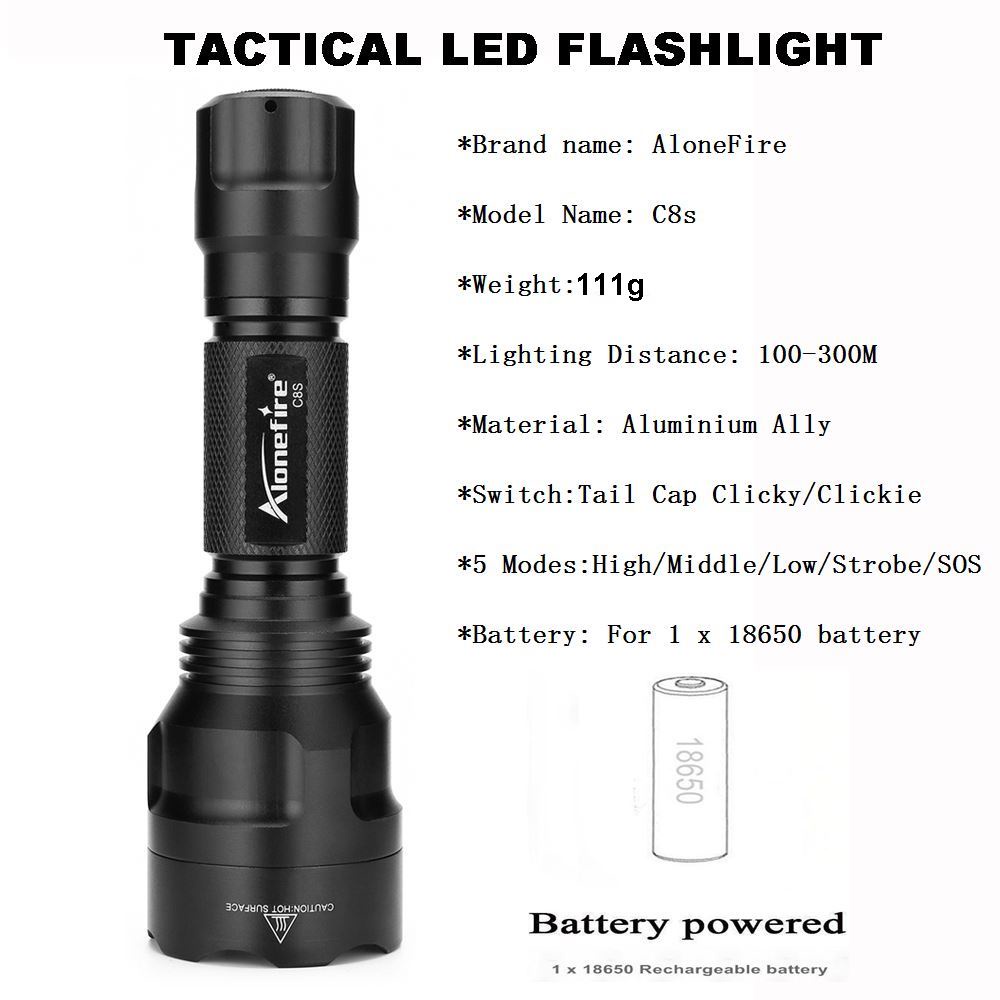 Đèn pin Alonefire C8s XM-L T6 L2 4000 lumens 5 chế độ sáng tiện dụng