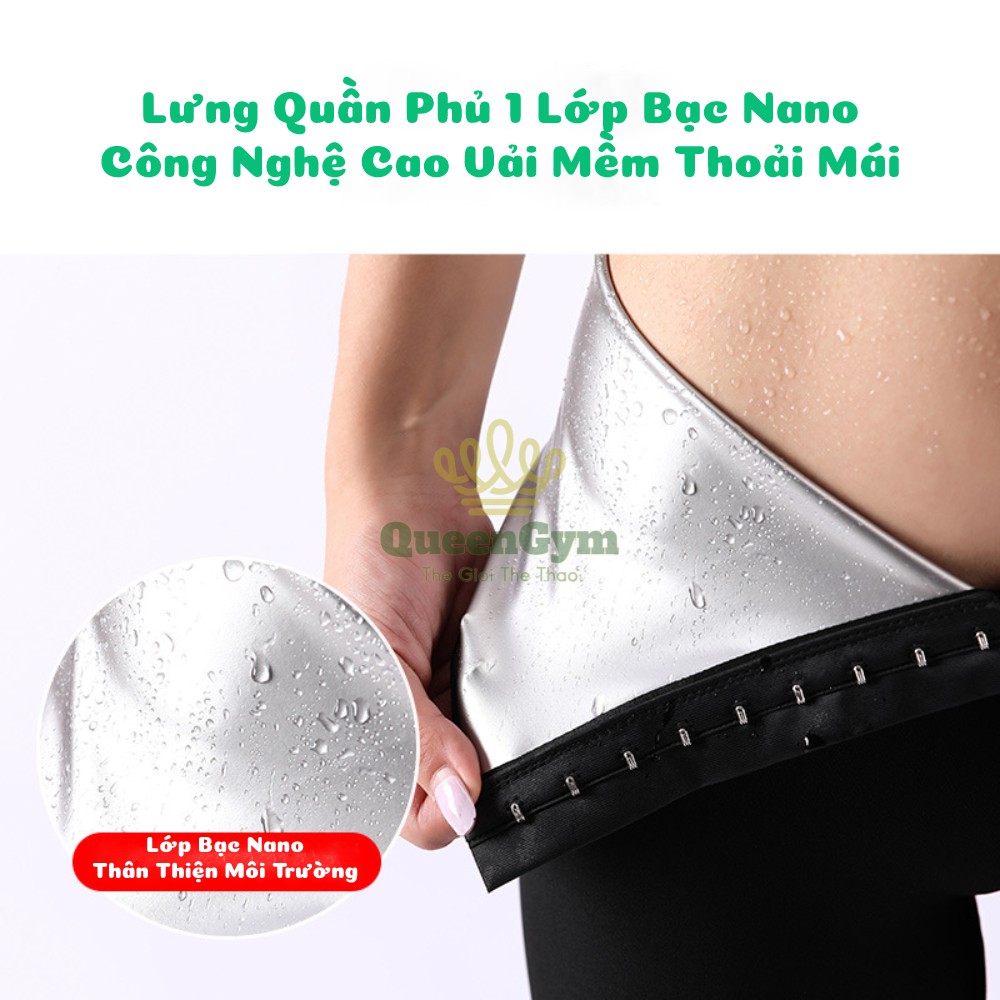 Quần Đai Nịt Bụng Siêu Đốt Mỡ Queengym, Quần Legging Lửng Kết Hợp Gen Nịt Bụng Định Hình, Đốt Cháy Mỡ Thừa Giảm Cân