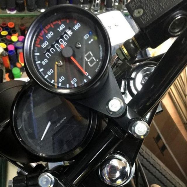 ĐỒNG HỒ CLASSIC ĐO KM CÓ 2 ĐÈN BÁO CHỨC NĂNG | HÀNG CAO CẤP CHUYÊN ĐỘ XE CAFERACER , TRACKER, BOBBER