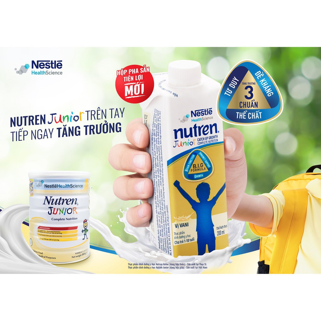 [Mã FMCG80 giảm 10% đơn từ 400K] [MKB Gift] 2 Hộp Sữa Dinh Dưỡng Nutren Junior - Hộp Pha Sẵn Tiện Lợi - 200ml/Hộp