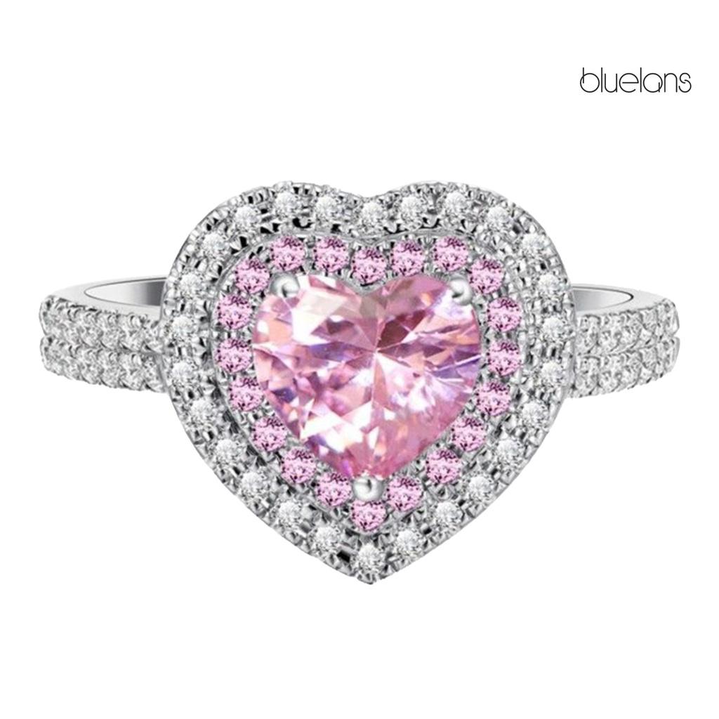 Nhẫn Bạch Kim Mạ Bạch Kim Đính Đá Zircon Toàn Diện