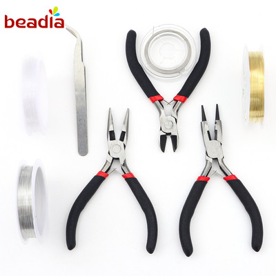 Bộ dụng cụ trang sức Vật liệu 3 kìm, 1 nhíp và 4 cuộn dây