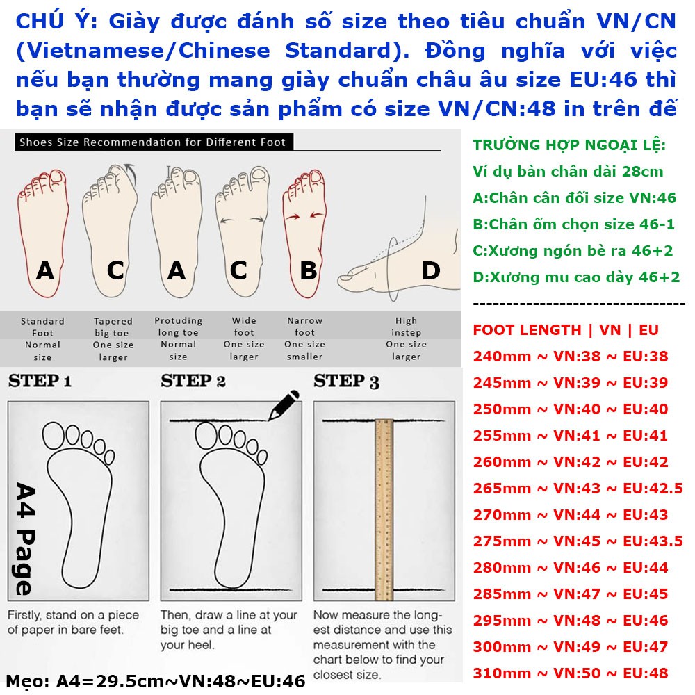 Giày da công sở big size, giày tây nam big size cỡ lớn 44 45 46 47 48 cho chân to