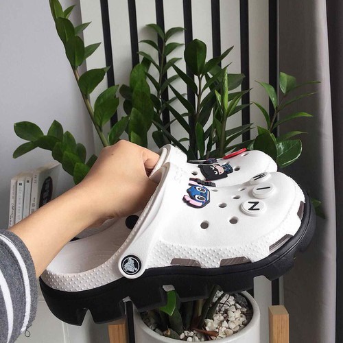 Dép sục cross nam, giày cross nữ white color đế cao đen đi mưa full box đủ màu và full size 35 đến 45