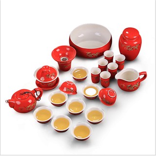 Bộ ấm chén cao cấp in họa tiết rồng sang trọng