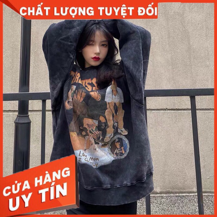 Áo Stweater Travisscott Loang In Họa Tiết Local Brand - Chất Cotton - Tay Dài Form Rộng - Nam Nữ Unisex - Hàng nhập khẩu