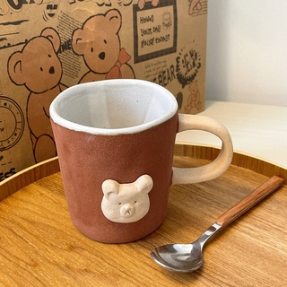 Cốc sứ nâu cốc cà phê, cốc trà vintage dễ thương mộc mạc