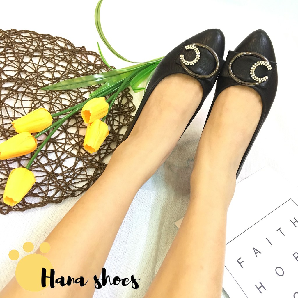 Hình thật_ M20 Giày cao gót nữ da lì đính nơ đá sang chảnh