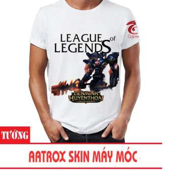 Áo thun Liên Minh Huyền Thoại 3D Tướng Aatrox Skin Máy Móc (Trắng)