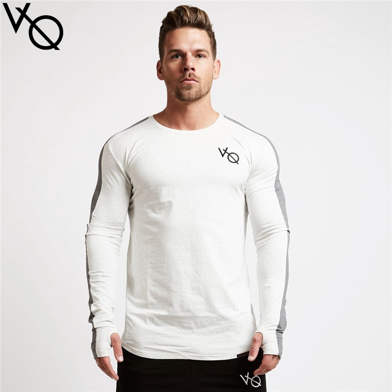 VQ Men's Cotton Long Sleeve Sweatshirt Fashion Casual Striped Top