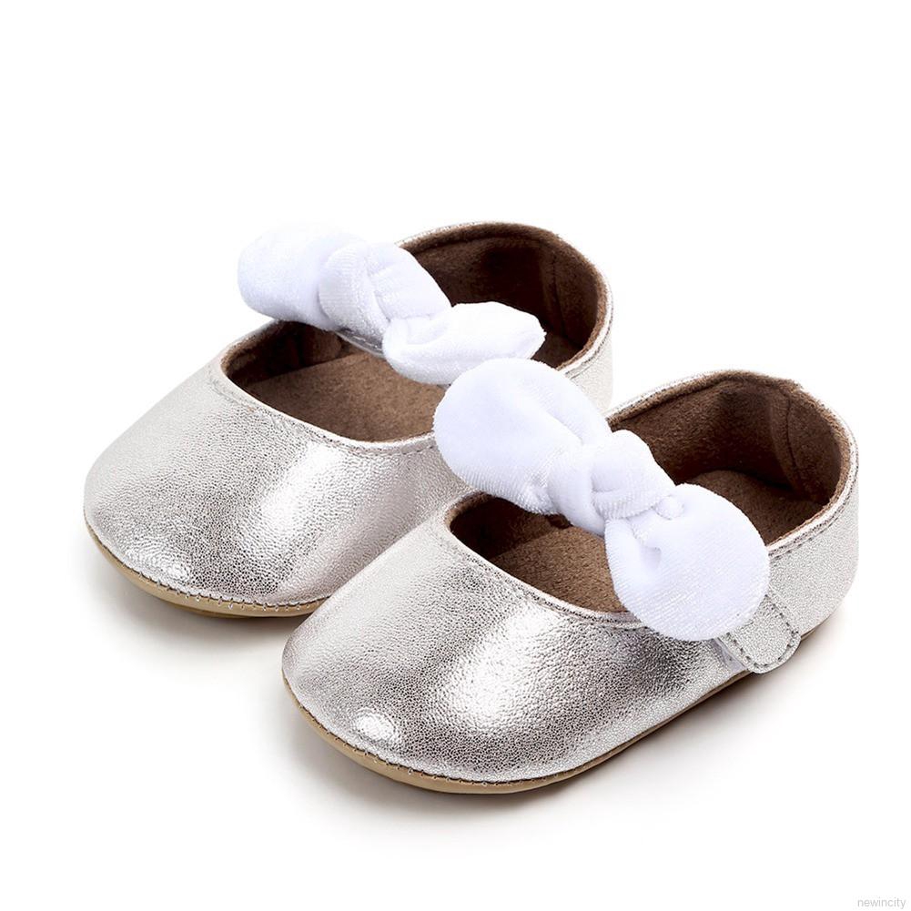 Giày búp bê đế mềm chống trượt đính nơ cho bé gái tập đi