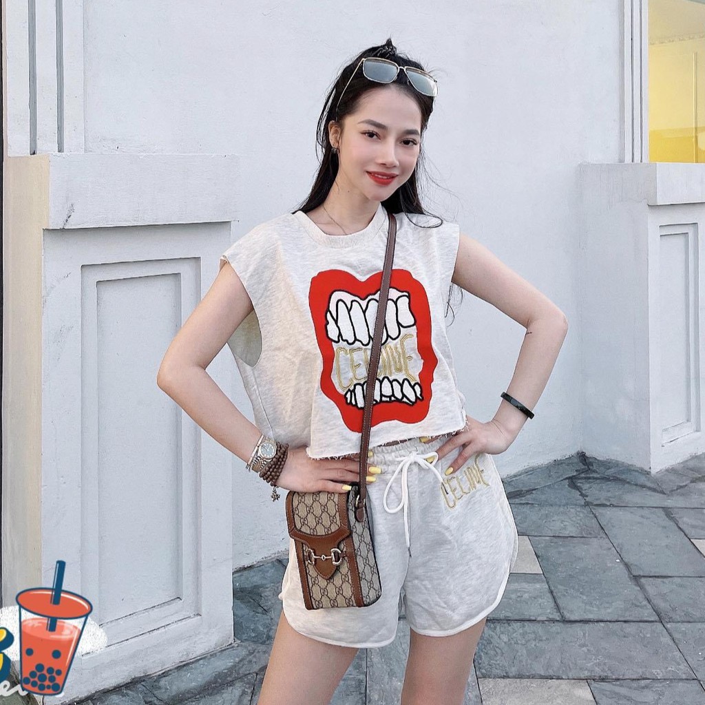 Set đồ nữ cá tính, set quần sóc áo thun đi chơi sang chảnh mùa hè đẹp 8A00229 | BigBuy360 - bigbuy360.vn