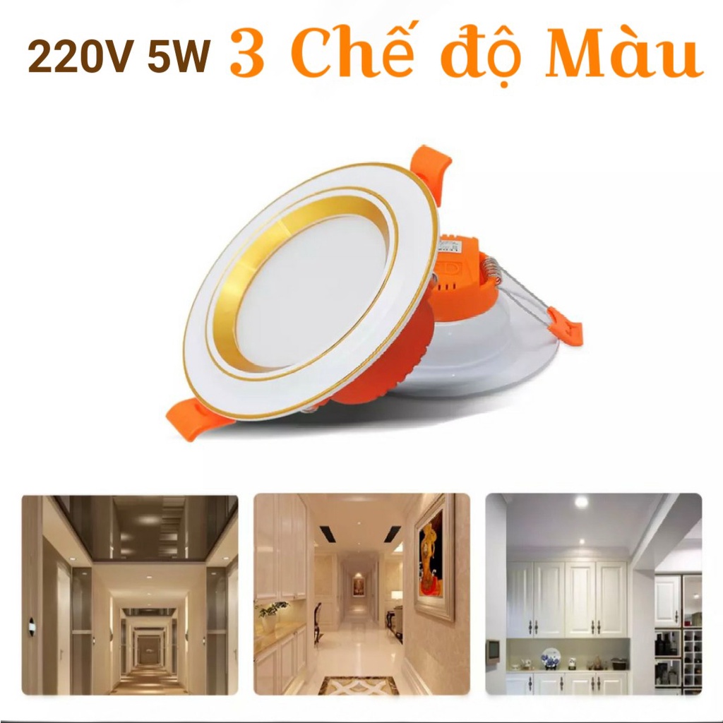 Đèn Led Âm Trần 3 Chế Độ Màu 220V 5W