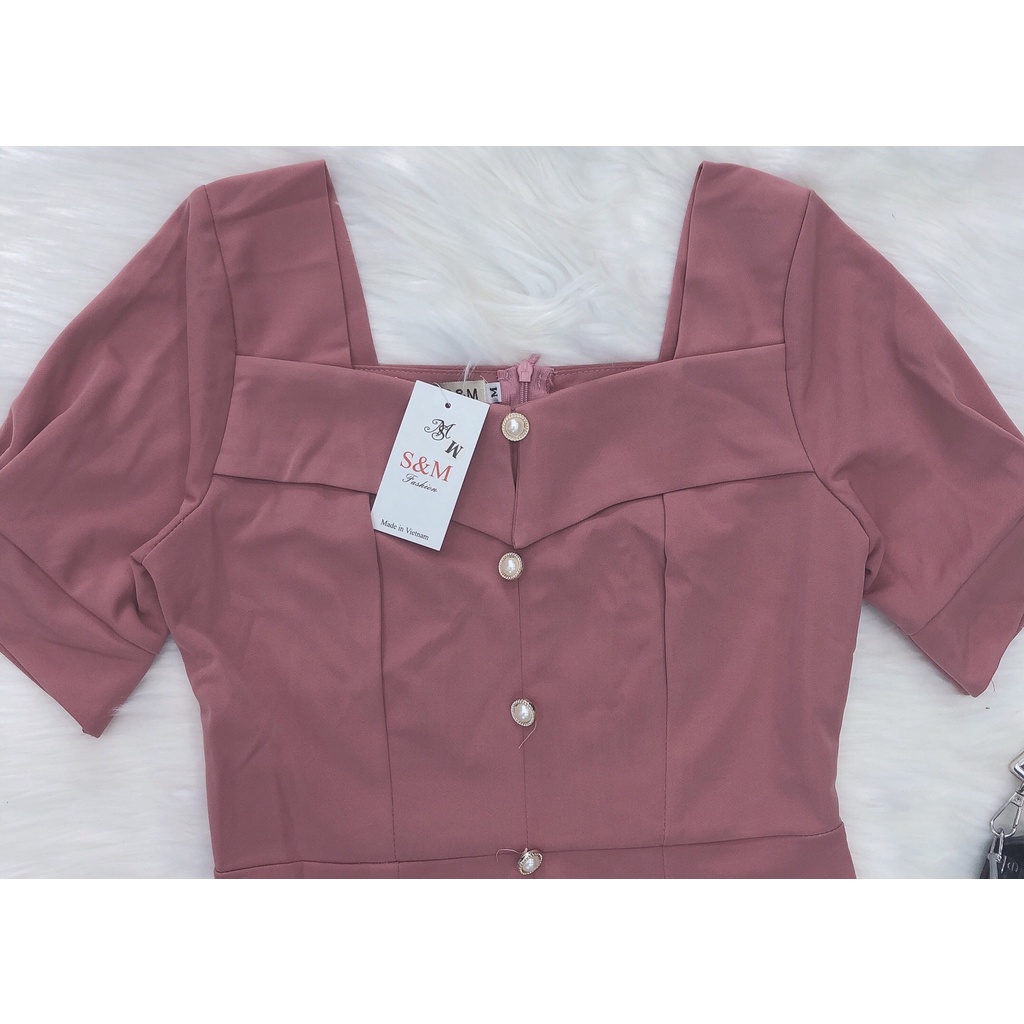 Đầm Ôm Body S&amp;M Đính Nút , Sang Trọng Tôn Dáng GR200 - Hình thật shop chụp
