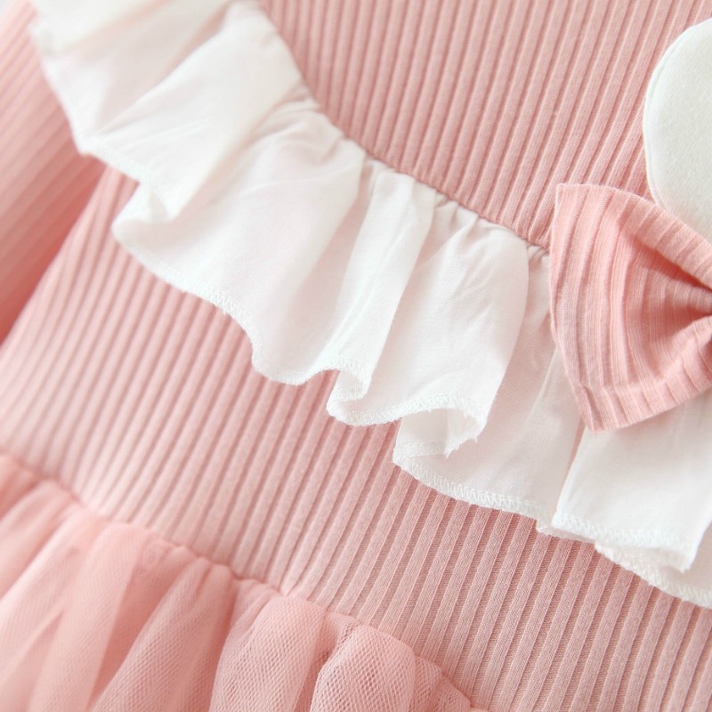 Đầm xòe dài tay in họa tiết con thỏ xinh xắn dành cho bé gái