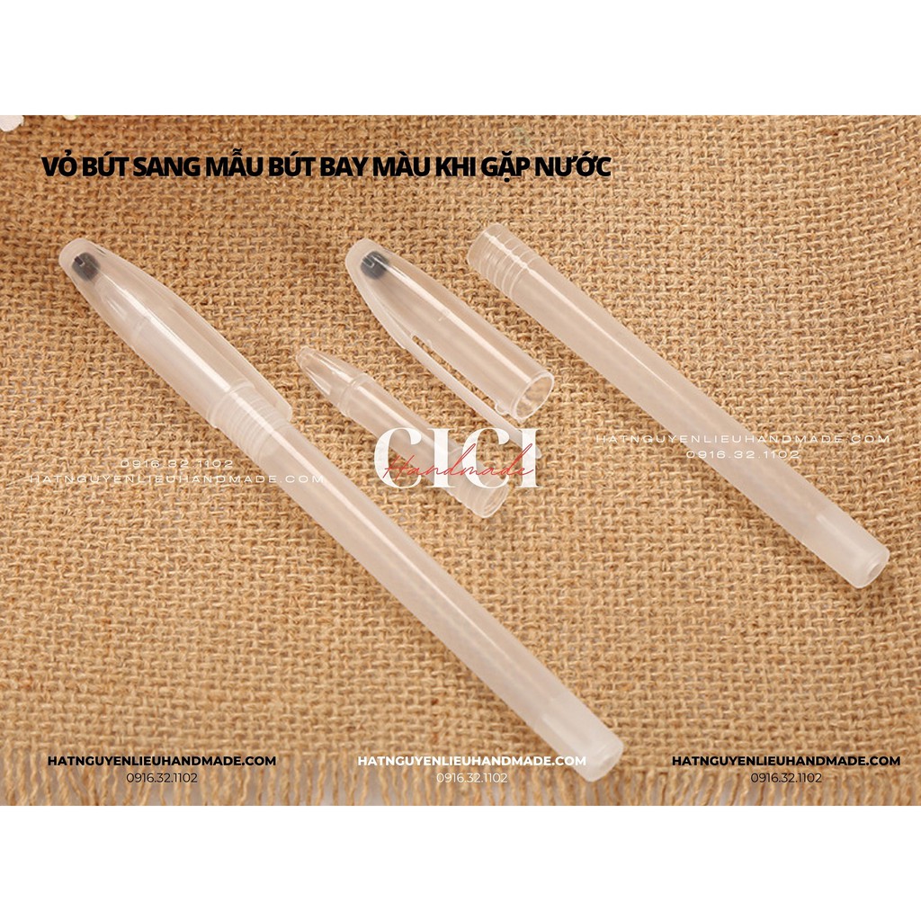 Vỏ bút sang mẫu bút bay màu khi gặp nước Cici Handmade chuyên hạt nguyên liệu đính kết thời trang