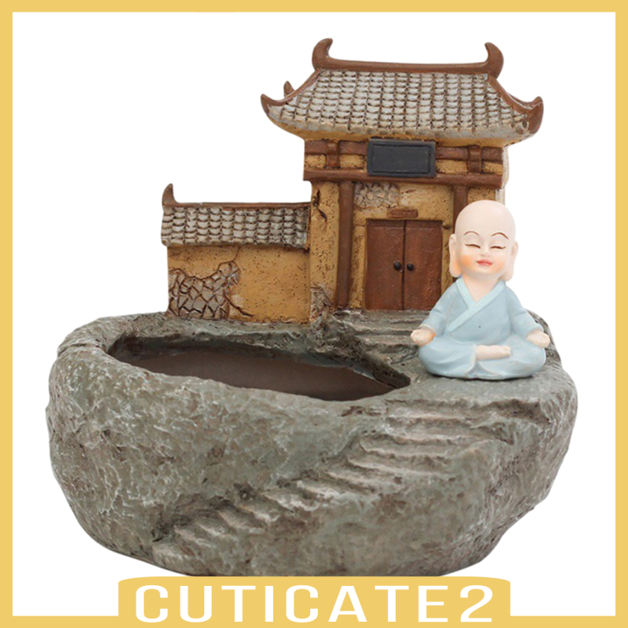 Set 2 Chậu Hoa Bằng Nhựa Resin In Hình Phật Giáo Dễ Thương Trang Trí Sân Vườn