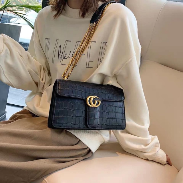 Túi G Da Rắn Vân To Nhiều Ngăn Size 24 Vỡ Hộp ( Ảnh Thật)