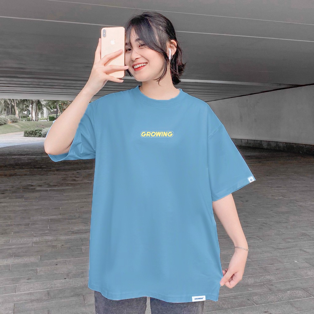 Áo Thun Tay Lỡ Form Rộng Unisex Xanh Biển Basic ,Áo Phông Form Rộng Thời Trang Hàn Quốc In ESSENTIALS  VT14 GROWING
